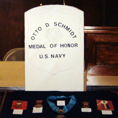 The Medal of Honor gravestone along with this medals as presented and shown to the American Legion in Norfolk in 1987.