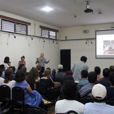 Owen giving a presentation, Nepal