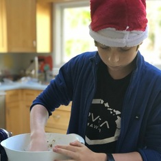 Owen and his famous peanut butter balls at Xmas