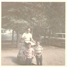 1966Aug:  Owen Loui with sons Paul & Tim @ Berkeley's Camp Gold, Pinecrest, CA