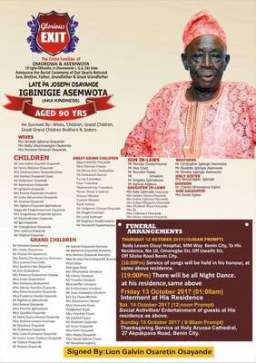 Pa Joseph Osayande Igbinigie- Asemwota