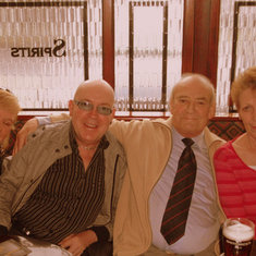 From Left Sheila, Alan, Pascal and Pauline in Uncle Toms Cabin celebrating your 77th