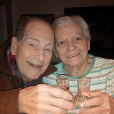 Mom and Dad toasting to their 58th Wedding Anniversary - Dec 26, 2021