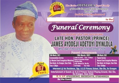 HON PASTOR JAMES AYODEJI ADETOYI  OYINLOLA