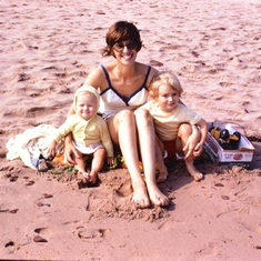 Pat, Mike & Julie on the beach 7-73 MA