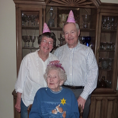 Pat and Bill celebrating Grandma Bunny's 99th birthday in 2011
