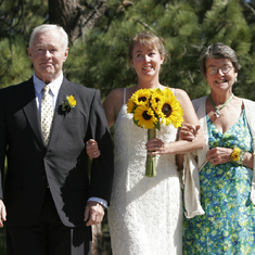 Bill, Gretchen, and Pat at Gretchen's wedding, 2005