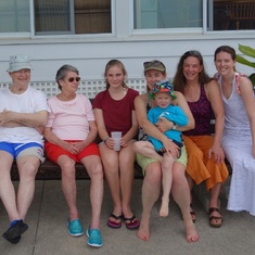 Bill and Pat at BCC in 2017 with some children and grandchildren