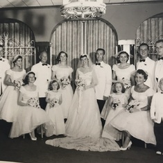 Pat and Bill wedding party, 1957