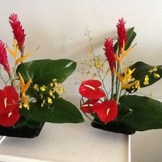 Flowers at reception table.