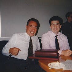 Patricia snapped this of Bob Santariello and me at Citibank 1998