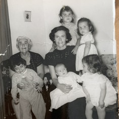 Patricia with her Sisters, Mother, Grandmother. Florence, Kathleen, Mona, Mary-Jane, Dorothy, Patricia, Rosemary.