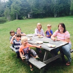 Patricia with her daughters, Nadine & Julie, and her grandbabies, Logan, Liam, Noah and Finn