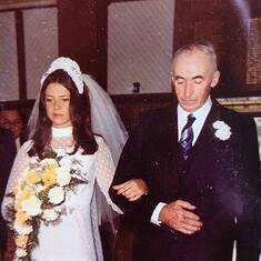 Pat and her father, Roy, on her wedding day
