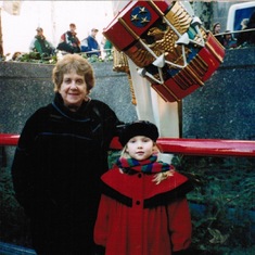 Pat and granddaughter Kate. Nutcracker at Lincoln Center, 1994.