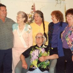 with her parents and sibs, GGG reunion 1990