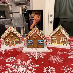 The girls and my mom made gingerbread houses every year. 