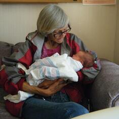 Patty with her first grandchild Mason. (Oct. 2012)