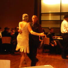 Roaring 20's flapper.  Pat and her "Rog" on the dance floor. 