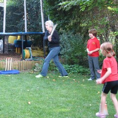 Playing cricket  with Hannah & Emma Greaney in Findon, England 2010