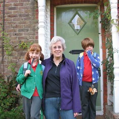 With great nieces Hannah and Emma Greaney, UK, 2010