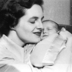 Pat with baby Diane, 1950
