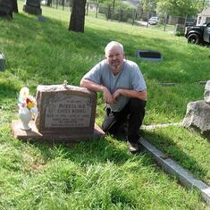 Matt Risheg at her grave 