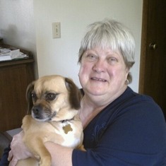 Pat & her favorite lap dog Murray