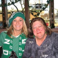 Two Irish lassie's on St. Patty's Day in our favorite Irish bar - Vitucci's!