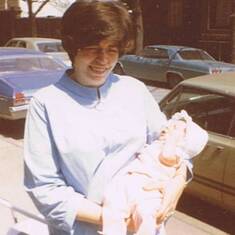 Pat with Anne-Marie as a baby in Troy early 1970
