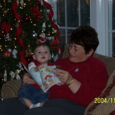 Story Time! Aunt Pat with her Grand Nephew Carson.