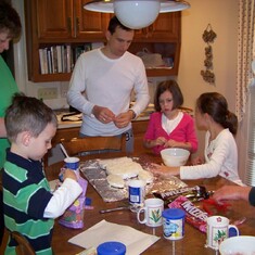 Decorating Bunny Cake with Aunt Pat.