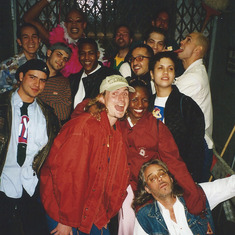 In the Freight elevator on the way to the nightclub with the Merry Band of Misfit Artists...New York City 1995