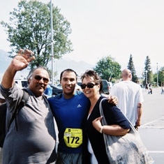 Pat, Roy and Caroline after Roy’s 4th of July Mt. Marathon race in Seward.