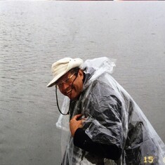 Crabbing even in the Rain.  This Man loved the water.