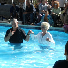 Pastor Tim and Patty during her baptism