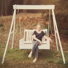 mom patty on the swing, found on a set of pictures at her desk