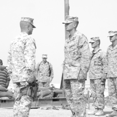 Paul being promoted to Staff Sergeant at Camp Al Taqaddum in Iraq.