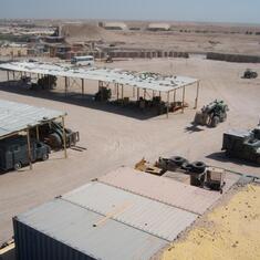 Camp Al Taqaddum. This photo was taken from the roof of the building where Paul did heavy equipment maintenance.
