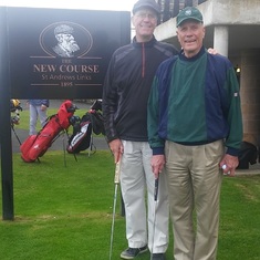 About to tee off with brother Don at The "New" Course (1895) in St. Andrews Scotland