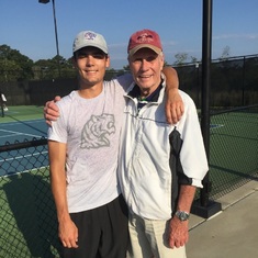 Paw paw came to watch Jack-Man play tennis 