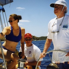Sailing a catamaran in the BVI's
(Elizabeth, son-in-law Tom)