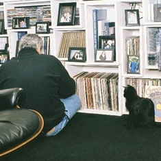 Dad and his cat, Jerry Garcia