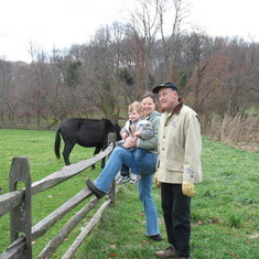 Francesco, Karen and Grandpa enjoying farm animals in New Jersey
