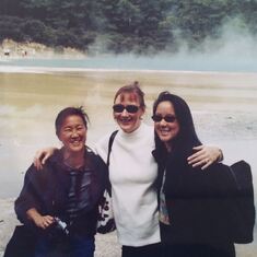 Kathleen Ahtye, MIsha and Paula - at Rotorua with the bubbling hot pools in 1999-2000 _NZ
