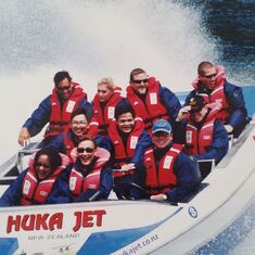 Jetboating on the Huka Falls in New Zealand - Paula and Misha in the front _1999-2000