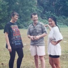 Misha, Graham Lind and Paula - hiking in Singapore