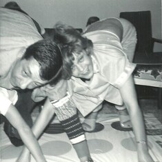 Dad and mom playing Twister while spending one of the many times we stayed in Tahoe