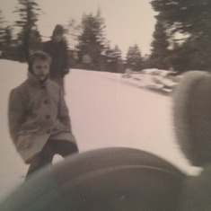 Mom riding the "Go Devils"  in Lake Tahoe