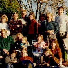 Family picture- (back row) Mom& Dad, Rob&Lyn, Tina, Jojo, Drew       2nd row- Skip, Colleen holding Matthew, Aubree w/Caitlin    front row- Joshua, Wade, Christie and Deanna...Thank you neighbors for letting us use your lawn!